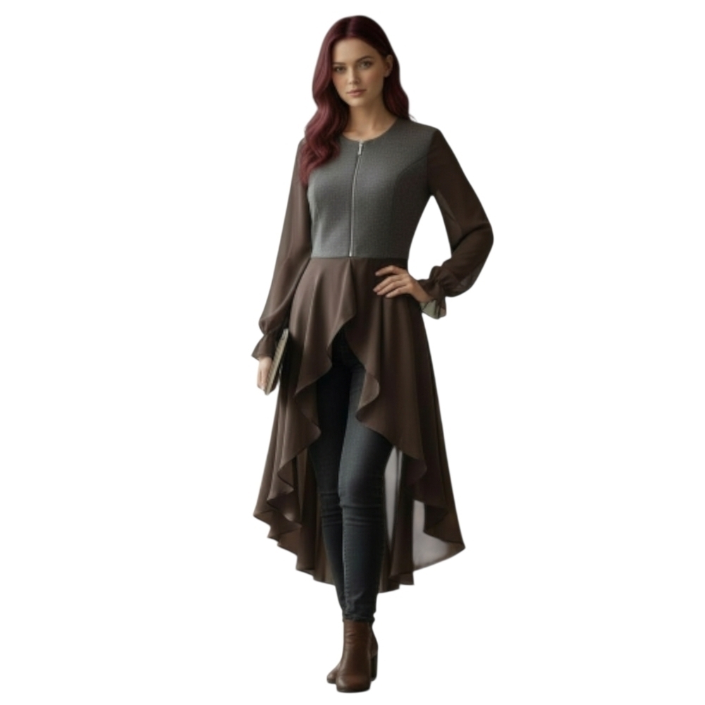 Vintage Gray Business Casual Goth Flowy Cardigan Jacket S/M